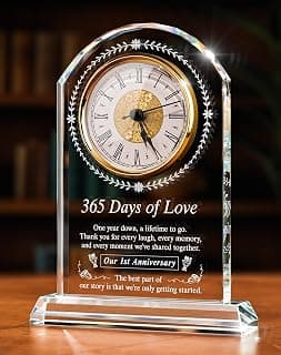 One Year Marriage Gift,Happy Paper Wedding Anniversary Decoration Gift,for Couples,Men,Women,Boyfriend,Girlfriend 1 Year Wedding Anniversary Crystal Clock Gifts B0H6B9BBKG