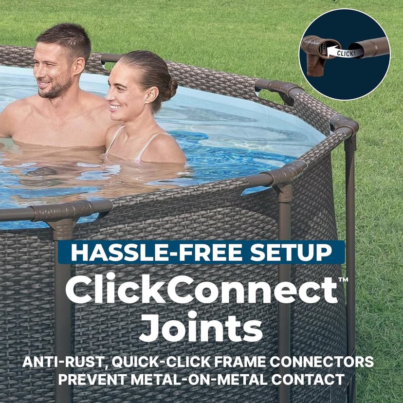 Bestway Power Steel 14’ x 42” Round Above Ground Outdoor Backyard Swimming Pool Set with 1,000 GPH Filter Pump, Ladder, and Pool Cover