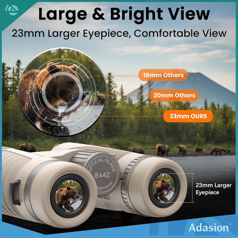 8x42 HD Binoculars for Adults High Powered with Phone Adapter and Tripod, Super Bright BAK4 Prism Waterproof Binoculars for Bird Watching Hunting Hiking Safari Travel Sports