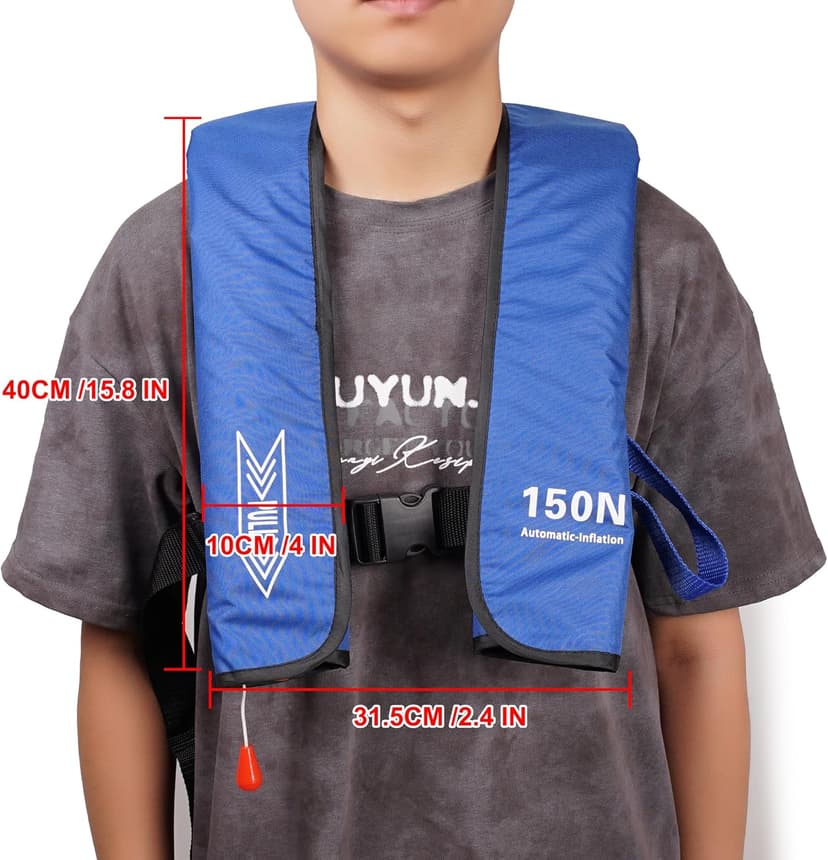 Automatic Inflatable Life Jacket | Low Profile PFD for Adults | Compact Design Self Inflating Life Vest | Supports up to 330 lbs