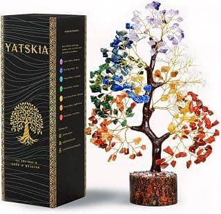 YATSKIA 7 Chakra Tree of Life, Crystals and Healing Stones, Birthday Gifts for Women - Crystal Tree for Positive Energy, Home Office Decor, Spiritual Gifts for Women