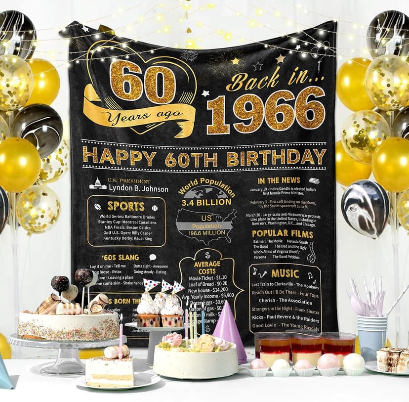 60th Birthday Gifts for Women Men, 60 Year Old Birthday Gifts for Women Men, 60th Birthday Gift Ideas Throw Blanket 60 x 50 Inch, 1966 Birthday Gift for 60 Year Old Woman, Best Gifts for 60th Birthday B0BB15FJHZ