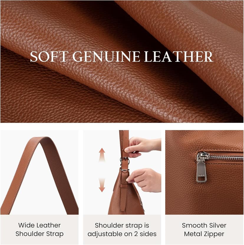 befen Genuine Leather Crossbody Hobo Purses for Women, Ladies Shoulder Bags Handbags with 2 Shoulder Straps