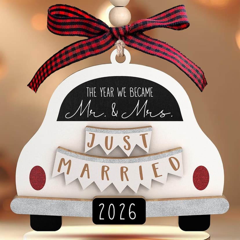 Bridal Shower Gifts for Married Newlywed, Couple - Future Mr and Mrs Gifts - Wood Just Married Ornament 2026 Wedding Gifts - Mr and Mrs Gifts - Wedding Gift for Couples 2026, Bride B0FVM3BS22