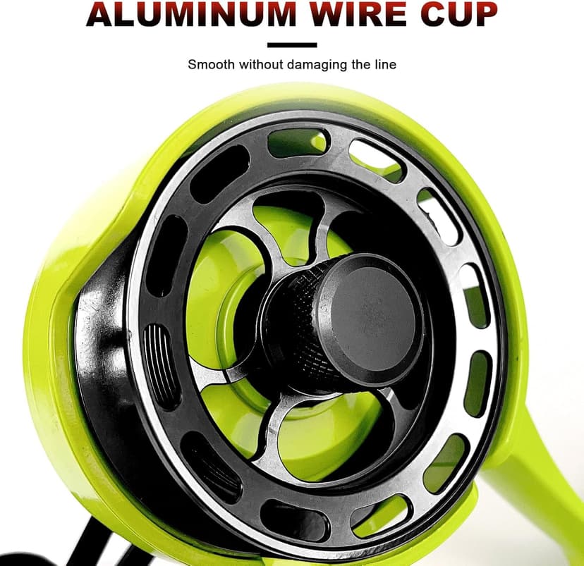 FREE FISHER Ice Fishing Reels 3.2:1 Gear Ratio Ultra Smooth 3+1Ball Bearings Strength CNC-machined Aluminum Inline Ice Fishing Reel with Left/Right Hand Retrieve