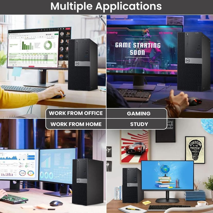 Dell Gaming Tower Desktop PC – Intel Core i5-6500 6th Gen – 16GB DDR4 RAM – 256GB SSD – 500GB HDD – GeForce GT 1030 – 22" Monitor – RGB Keyboard & Mouse – Windows 11 Pro – Gaming Computer (Renewed)