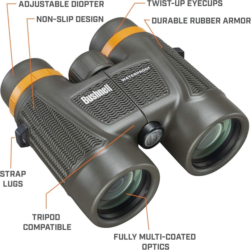 Bushnell H2O Xtreme 10x42 Compact Waterproof Binoculars - Fully Multi-Coated Lenses, Anti-Fog, High-Performance Optics for Hunting, Birdwatching, Fishing, Boating, and Travel