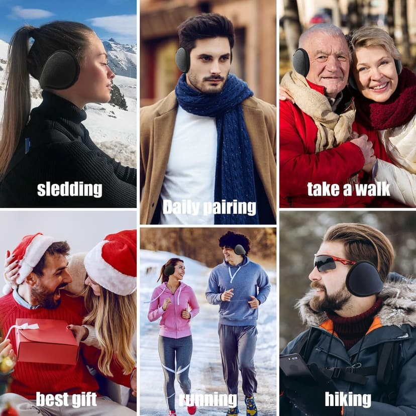 Dwenarry Winter Warm Ear Muffs Unisex Foldable Ear Warmers Adjustable fleece Earmuffs for Men Women Cold Weather 1/2 Pack