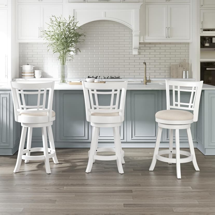 Hillsdale Fairfox 24.5" Wood Swivel Counter Height Stool, White