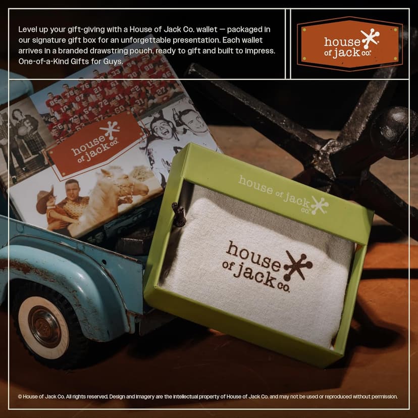 House of Jack Co. Ivor Bifold Money Clip Wallet for Men, Slim Front Pocket Wallet with Strong Magnetic Clip, Exterior ID Window, Full Grain Cowhide, Brown