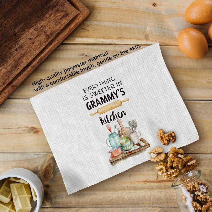 Grammy's Kitchen Towels, Gifts for Grammy Grammie Hand Towels, Grammy Christmas Dish Towels Tea Towels for Kitchen, Best Grammy Gifts, 16x24inch