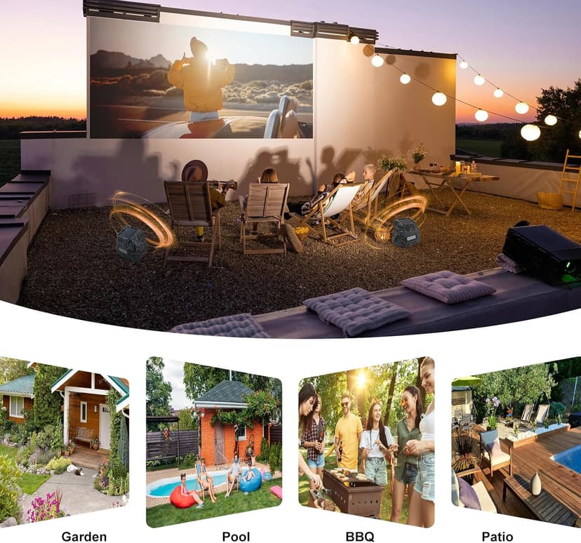 STUDIOFINIX 6.5" Rock Speakers Outdoor Waterproof - 5.3 Bluetooth Wireless Speaker Solar Powered Max Peak 200W for Garden,Patio,Deck,Pool,Backyard (Gray 1 Pair)