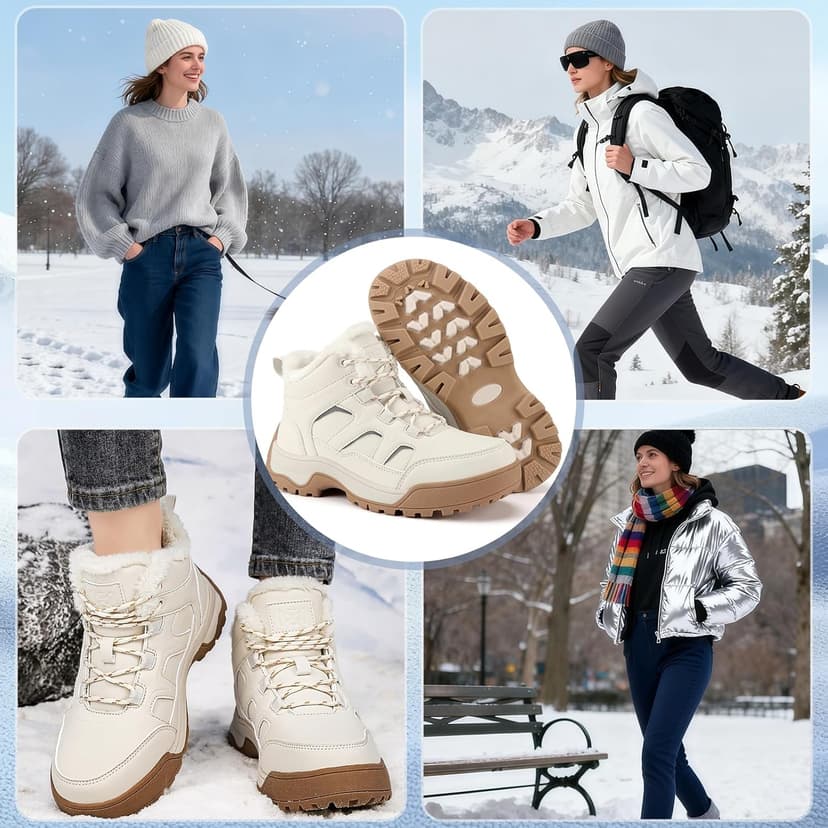MAIZUN Winter Boots for Women Snow Warm Non-Slip Hiking Ankle Booties for Women Faux Fur Outdoor