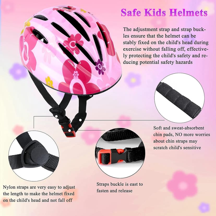 Lamsion Kids Helmet Adjustable with Sports Protective Gear Set Knee Elbow Wrist Pads for Toddler Ages 3 to 8 Years Old Boys Girls Cycling Skating Scooter Helmet