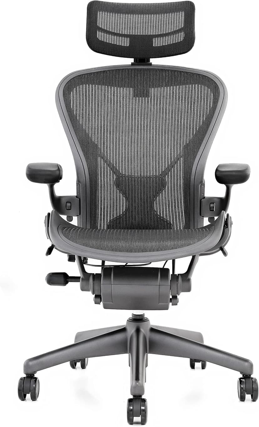 Aeron Chair by Herman Miller - Highly Adjustable Graphite Frame - with PostureFit - Carbon Classic (Medium)
