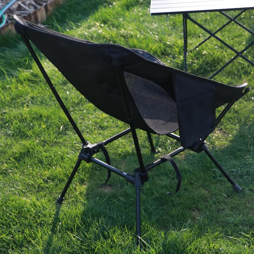 Wildhiker Lightweight Camping Chair – Folding Portable Chair for Adults, 2.16 lbs with Square Base and Carry Bag for Travel, Fishing, Motorcycle, Festival– Black