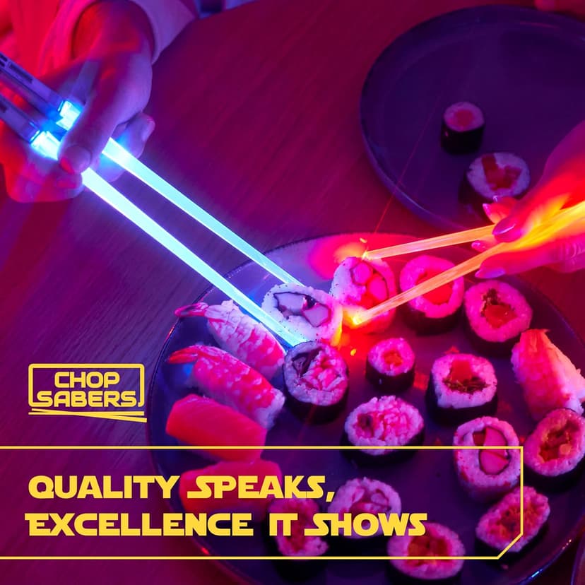 Lightsaber Chopsticks – LED Light-Up Reusable Sushi Utensils | Blue Jedi and Red Sith Color Glow, Battery Included | Fun Star Wars-Inspired Gift for Kids & Adults