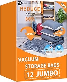 Vacuum Storage Bags Jumbo (12 x Jumbo),Plastic Packaging Bags,Space Saver Sealer Compression Bags for Blankets, Comforters, Pillows, Bedding,Clothes Storage