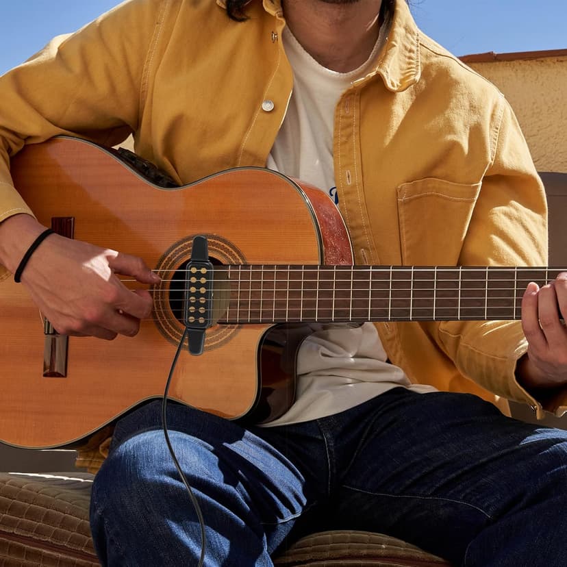 GOGHOST Clip-On Guitar Pickup for Steel-String (Not for Classical) Acoustic Guitar Pickups for 38-42 in Electric Pick Up Transducer Amplifier, Cable Length 10ft