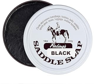 Fiebing's Black Saddle Soap (12oz) - Leather Cleaner & Conditioner - Soften, Protect, Restore & Renew Leathercraft, Car Seat, Belts, Shoes, Luggage, Furniture, Purses, Boots, Bags, Sports & Horse Gear