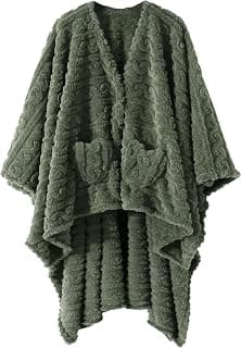 Wearable Blanket Sherpa Fleece Shawl Blanket with Pockets Blanket Poncho Cape for Adults, Cozy Shawl TV Throw Blankets B0DJBGMMCP