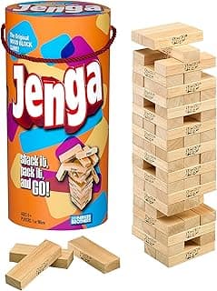 Hasbro Gaming Jenga Wooden Blocks Stacking Tumbling Tower Game | Party Games for Kids & Families | Stocking Stuffers | Ages 6+ (Amazon Exclusive)
