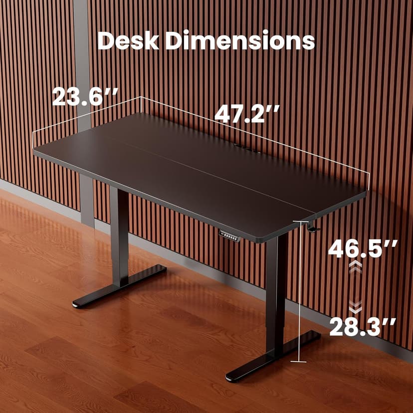 ErGear Height Adjustable Electric Standing Desk, 48 x 24 Inches Sit Stand up Desk, Memory Computer Home Office Desk, Black