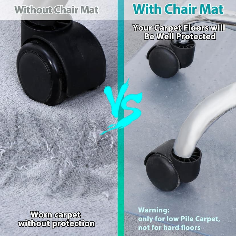 SUPER DEAL Upgraded 48" X 36" Office Chair Mat for Carpet Floor, Non-Slip Under Desk Carpeted Floor Protector, Heavy Duty Clear Plastic Carpet with Lip for Home Office Gaming Chair