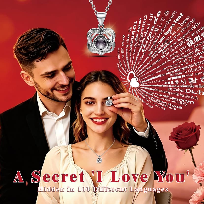 Preserved Red Real Rose with Heart I Love You Necklace -Eternal Flowers Rose Birthday Gifts for Women Her Mom Wife Girlfriend Grandma on Valentines Mothers Day Christmas Anniversary Romantic-Red