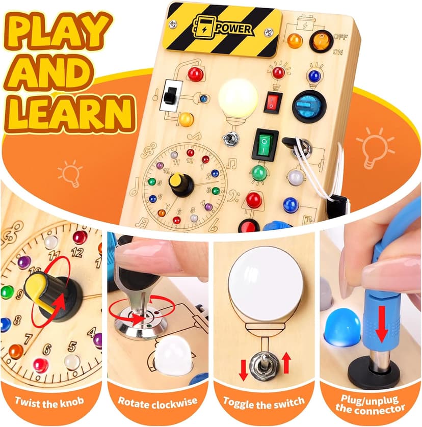 Grarain Busy Board for Toddlers - Montessori Educational Toy for 1-3 Year Old Boys & Girls | Travel-Friendly Sensory Learning Activity | Ideal for Kids with Autism(Busy Board v2) B0D2ZD6J2W