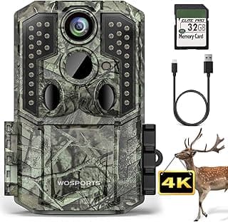 WOSPORTS Trail Camera,56MP 4K 0.2S Trigger Motion Activated,Game Camera with Night Vision IP66 Waterproof 2.0''LCD 120°Wide Trail Cam Lens for Outdoor Scouting Wildlife Monitoring Home Security