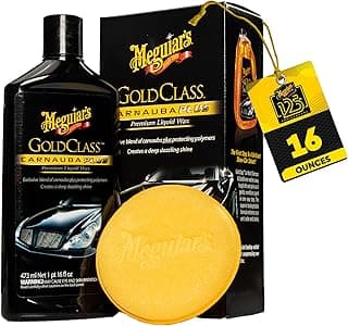 Meguiar's Gold Class Carnauba Plus Premium Liquid Wax Kit, Car Detailing Kit with a Pure Carnauba Wax Blend and a Foam Applicator Pad for Keeping Glossy Paint Protected Like a Pro, 16 Oz Bottle