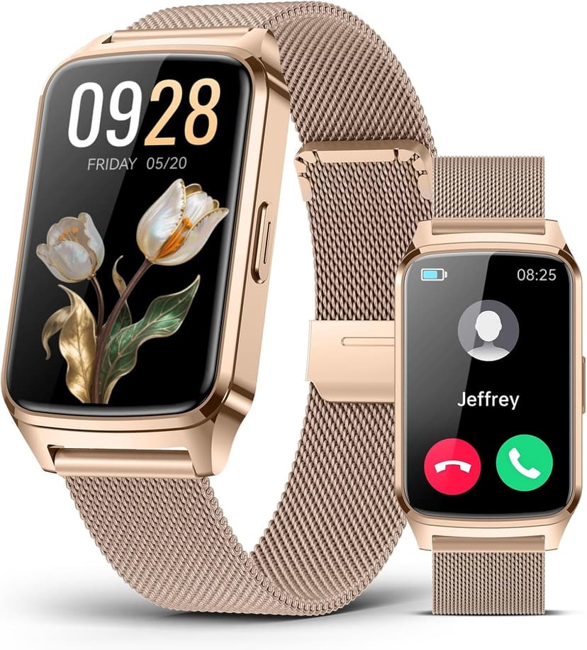 paybay Fitness Tracker Watch for Men Women, Activity Tracker for iPhone and Android with Step Counter, Calorie, Sleep Monitor, 110+ Sports Modes, IP68 Waterproof Smartwatch (Minimalist, Gold, 1.57)