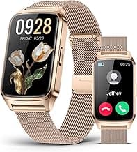 paybay Fitness Tracker Watch for Men Women, Activity Tracker for iPhone and Android with Step Counter, Calorie, Sleep Monitor, 110+ Sports Modes, IP68 Waterproof Smartwatch (Minimalist, Gold, 1.57)