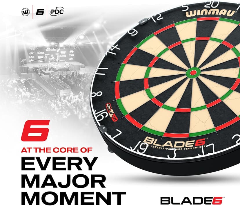 WINMAU Dart Board - Blade 6 Dartboard | Blade 6 Bundle - Professional PDC Darts Board with Official Tournament Specifications for Darts Enthusiasts