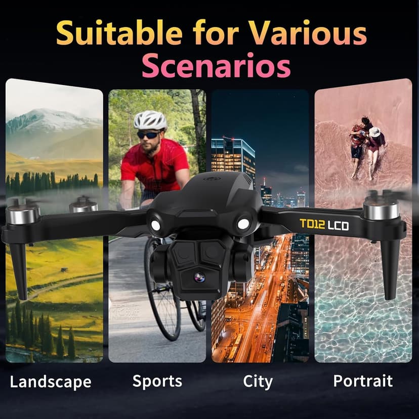 Drone with Camera for Adults 4K LCD Screen RC FPV Drone with Brushless Motor Live Video UHD, Drones for Adult Foldable Mini Quadcopter for Beginner 360° Flips, Support 32G SD Card MAX Under 250g Gifts