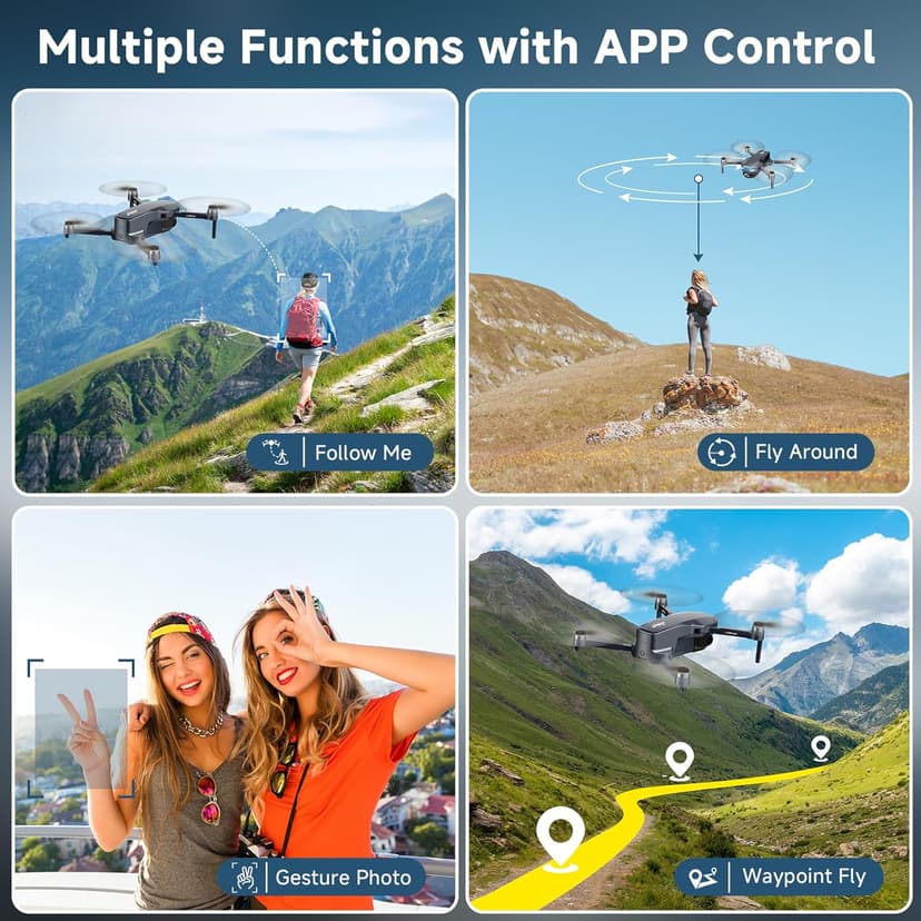 GPS Drone with 4K Camera for Adults, Foldable RC Quadcopter with 1312ft Range Video Transmission, 48 Mins Flight Time, Auto Return, Follow Me, Circle Fly, Waypoint Fly, Gesture Control