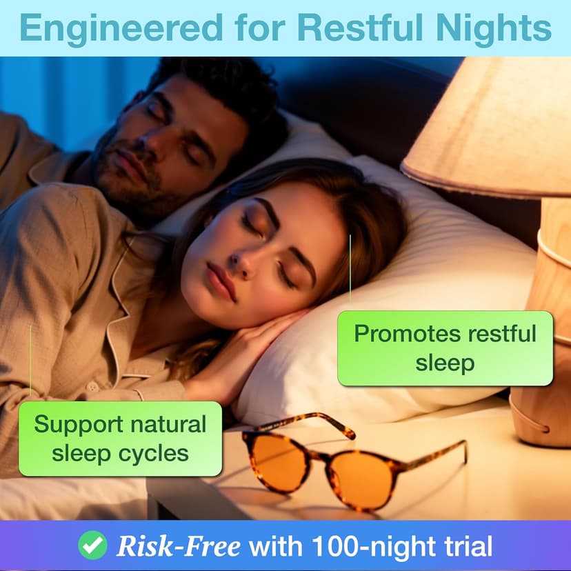 Orange Blue Light Blocking Glasses for Better Sleep - 99.5% Premium Acetate Migraine Glasses for Women & Men