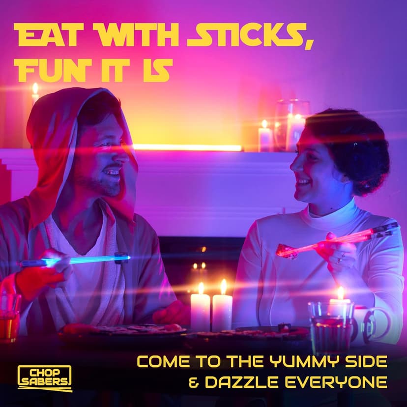 Lightsaber Chopsticks – LED Light-Up Reusable Sushi Utensils | Blue Jedi and Red Sith Color Glow, Battery Included | Fun Star Wars-Inspired Gift for Kids & Adults