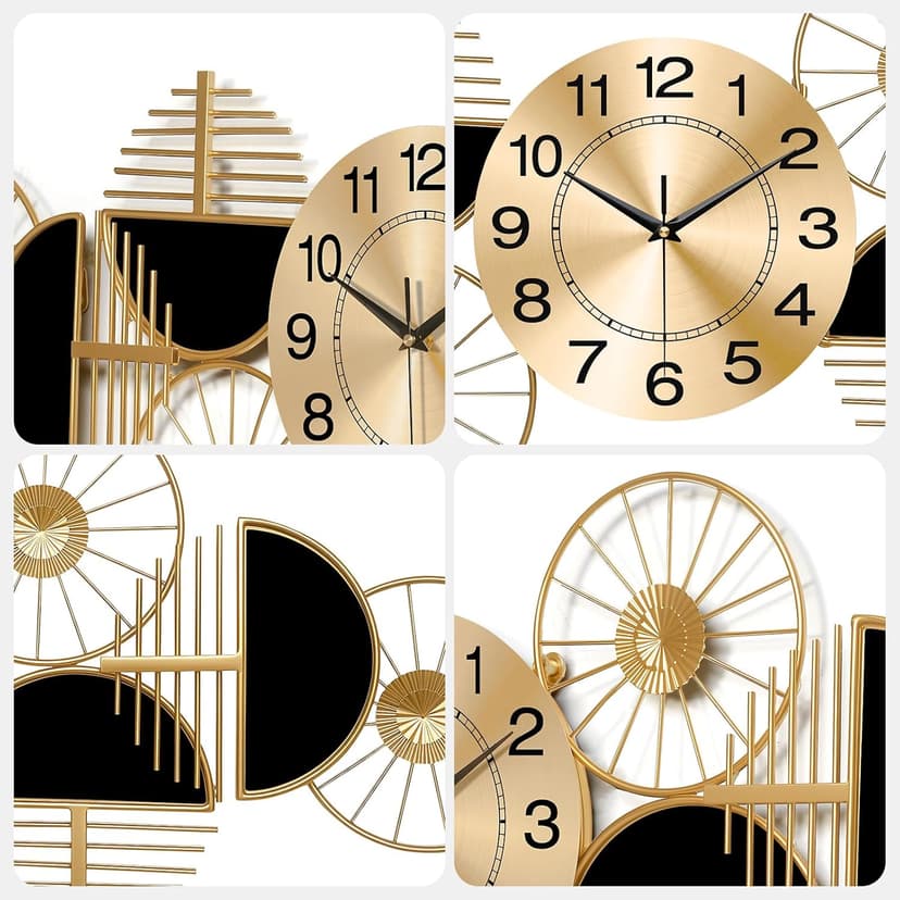 Large Wall Clock,Modern Silent Non-Ticking Metal Wall Art Wall Clocks Battery Operated, Horizontal or Vertical Hanging Clock for Living Room, Kitchen, Bedroom, or Office Wall Decor (40")