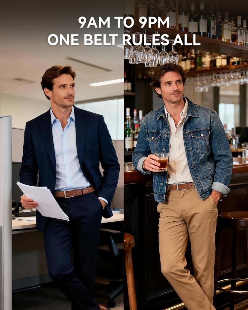 CHAOREN Leather Dress Belt Men 2 Pack - 1 3/8" Mens Belts for Work Business Casual Jeans