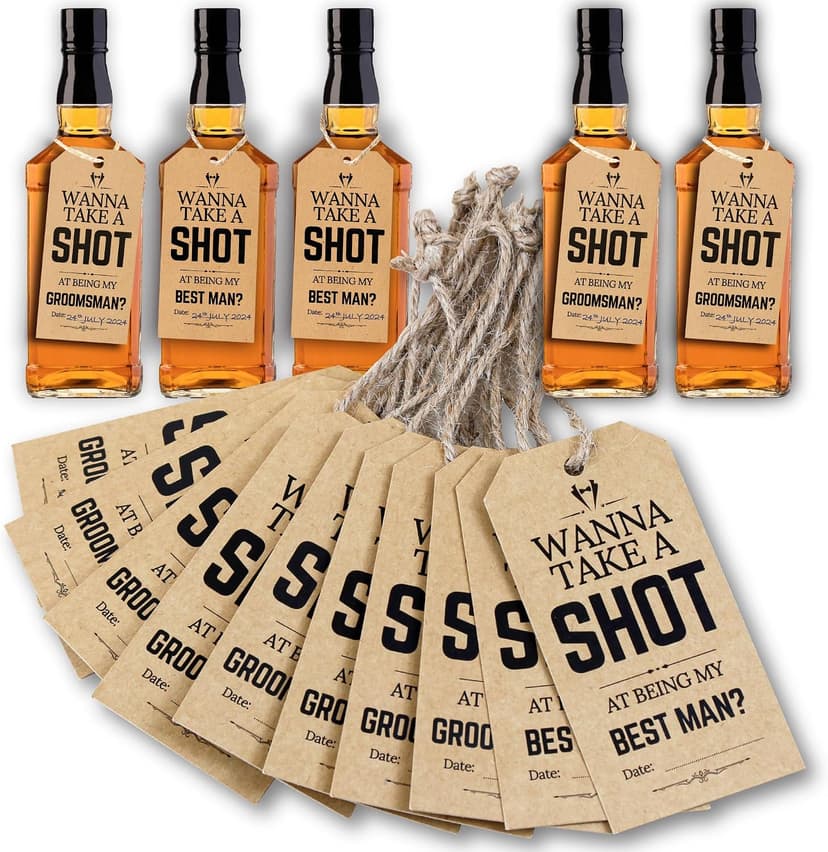 wedding groomsmen gifts, take shot tags Groomsmen Proposal Gift, 8 Will You Be My Groomsman Cards, 2 Best Man Card B0D6GL9WCH