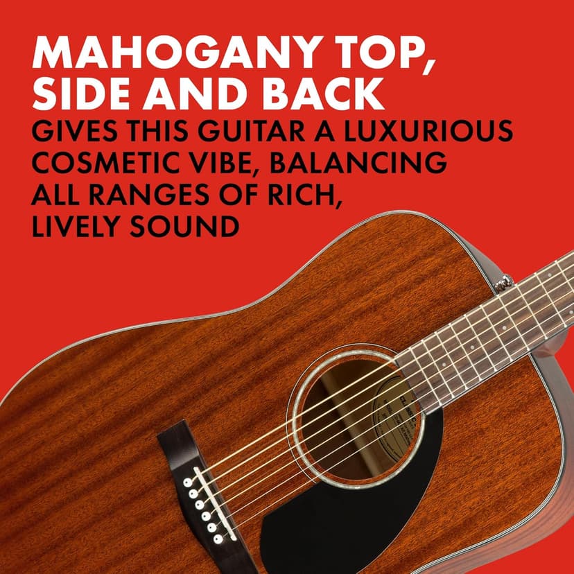 Fender Acoustic Guitar, CD-60S, with 2-Year Warranty, Dreadnought Classic Design with Rounded Walnut Fingerboard, Glossed Finish, All-Mahogany Construction