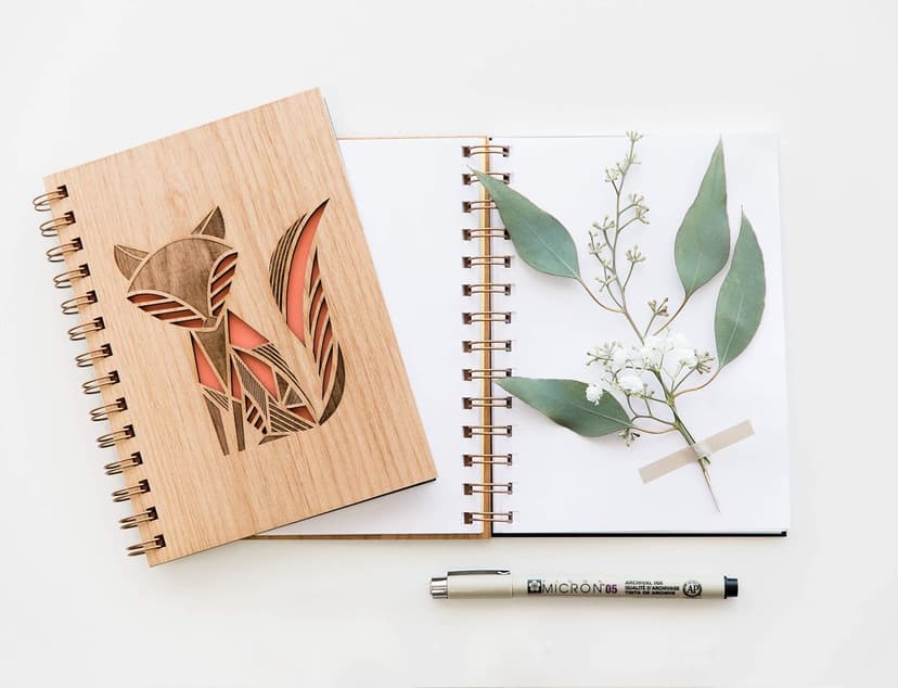 Patchwork Red Fox Spiral Daily Gratitude Journal with Blank Pages for Him Her [Hardcover Writing Notebook for Travel, Happy Father's Day Gifts for Dad from Kids, Made in the USA]