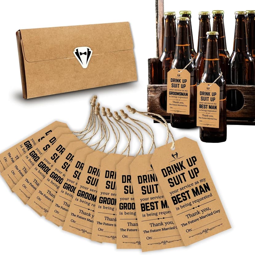 10 tags total, will you be my groomsman ask, best man proposal, wedding party gift, pairs with a gift box STOFINITY Groomsmen Proposal Tags, 8 Groomsman and 2 Best Man Cards B0DJX3NVT5