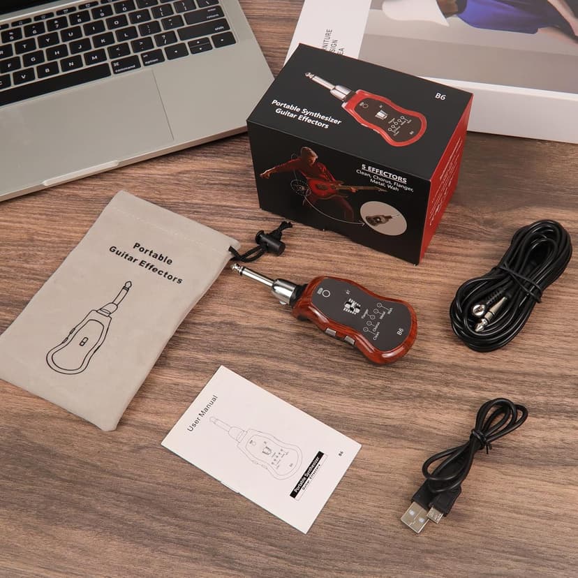 OW Portable Headphone Amp Synthesizer Pocket Plug Amplifier Rechargeable for Electric Guitar with Bluetooth Receiver Support 5 Effects: Clean/Chorus/Flanger/Metal/Wah