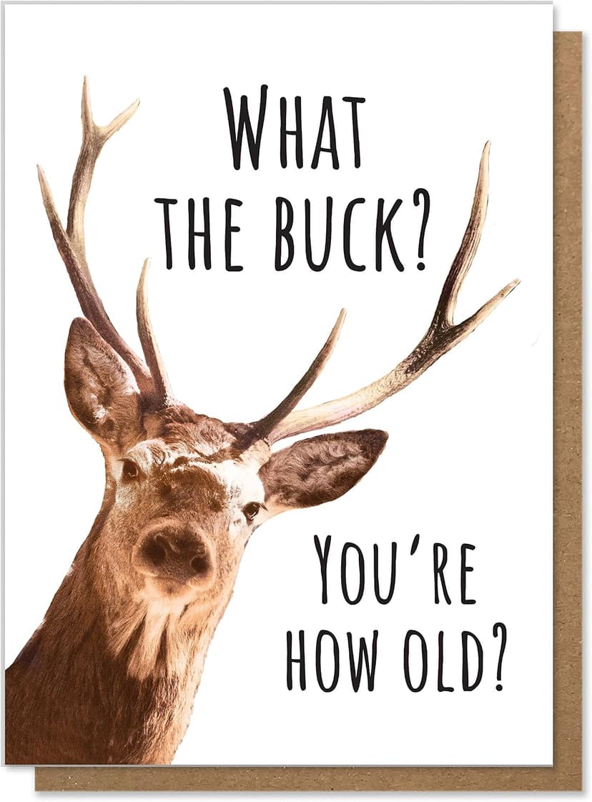 Funny Birthday Card for Men, What the Buck You're How Old, Hunter Birthday Card for Husband, Dad, Brother or Boyfriend, Funny Outdoorsman Deer Hunting Birthday Card B0C5464LJM