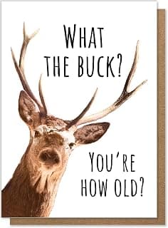 Funny Birthday Card for Men, What the Buck You're How Old, Hunter Birthday Card for Husband, Dad, Brother or Boyfriend, Funny Outdoorsman Deer Hunting Birthday Card B0C5464LJM