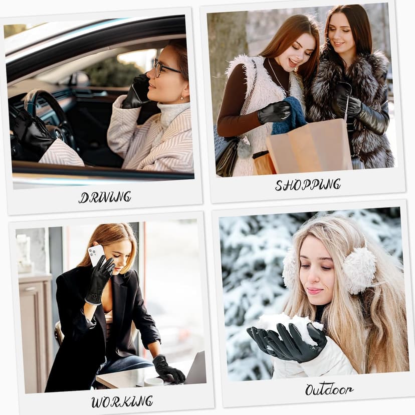 Trifabricy Leather Gloves for Women - Womens Leather Winter Gloves, Warm Lined Touchscreen Winter Glove for Cold Weather