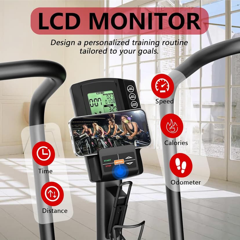 Air Bike, Wenoker Exercise Bike Air Resistance Stationary Bike for Home, Indoor Bike with Dual Action Handlebars, APP Connection Customizable Monitor